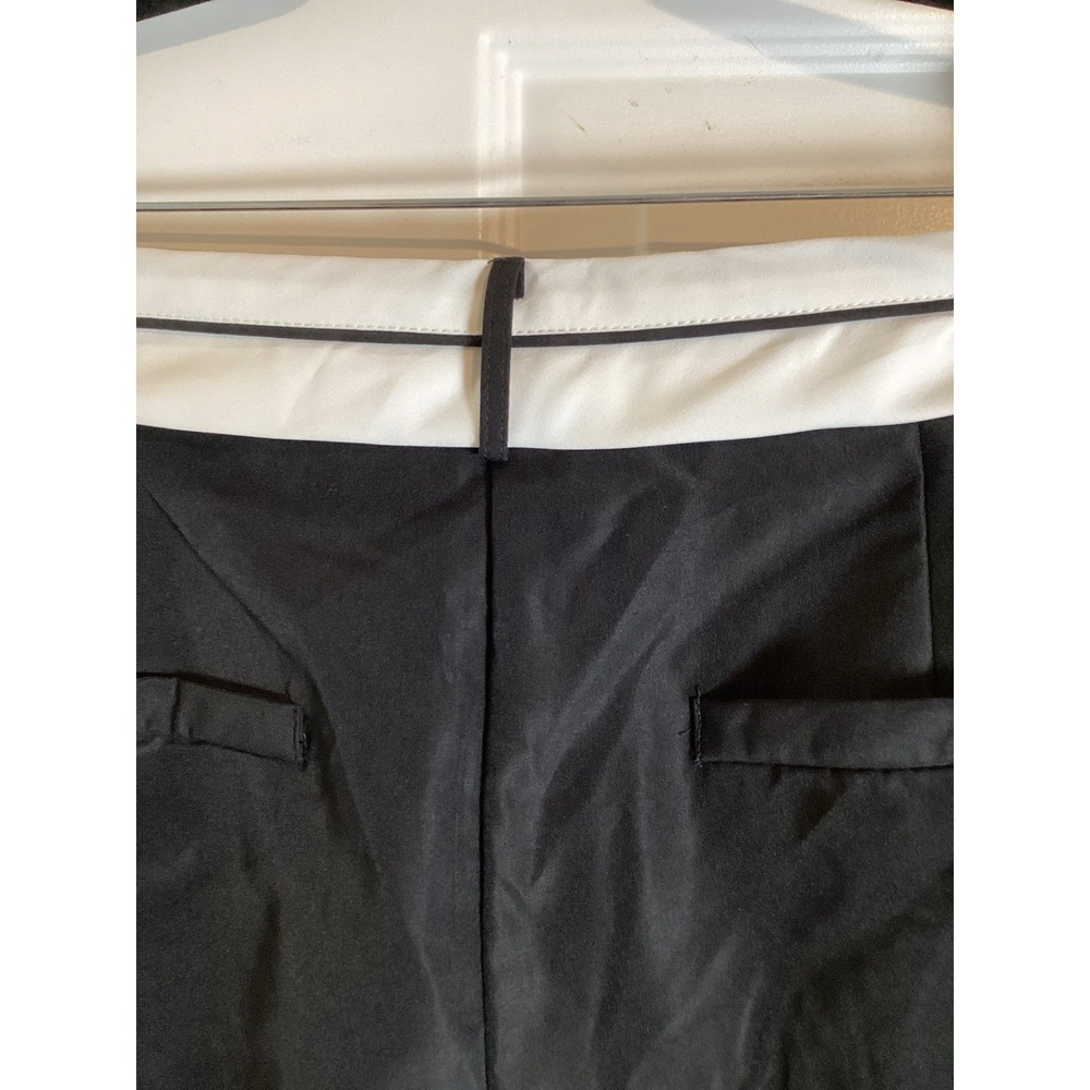 Corpgoth Academia Wide Leg Trousers 10 Black White Contrast Waistband Officecore - Picture 9 of 16
